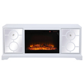 Elegant Decor 60 In. Mirrored Tv Stand With Wood Fireplace Insert In White, 2PK MF801WH-F1